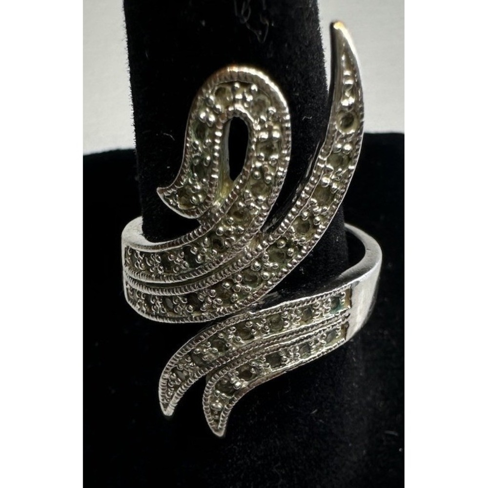 Park Lane Women's Ring  Size 7 Spiral Swirl Silvertone  CZ Rhinestone Crystals